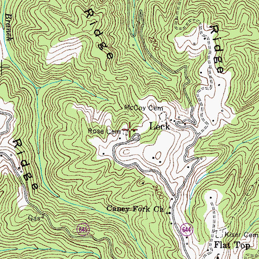 Topographic Map of Rose Cemetery, VA