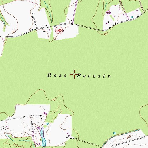 Topographic Map of Ross Pocosin, VA