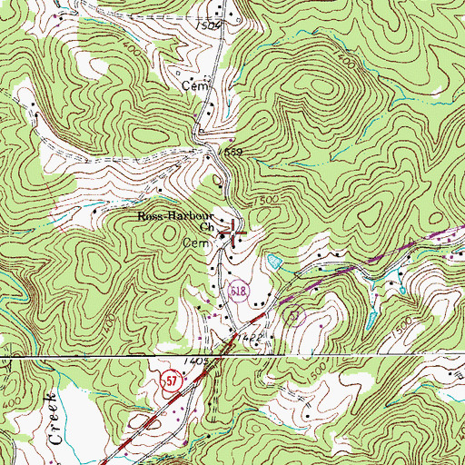 Topographic Map of Ross-Harbour Church, VA