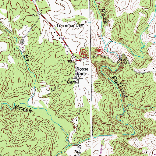 Topographic Map of Rosser Cemetery, VA