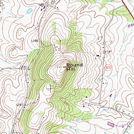 Topographic Map of Round Hill, VA