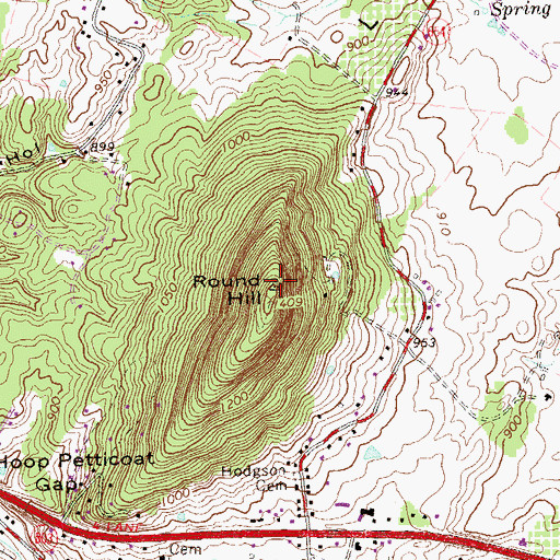 Topographic Map of Round Hill, VA
