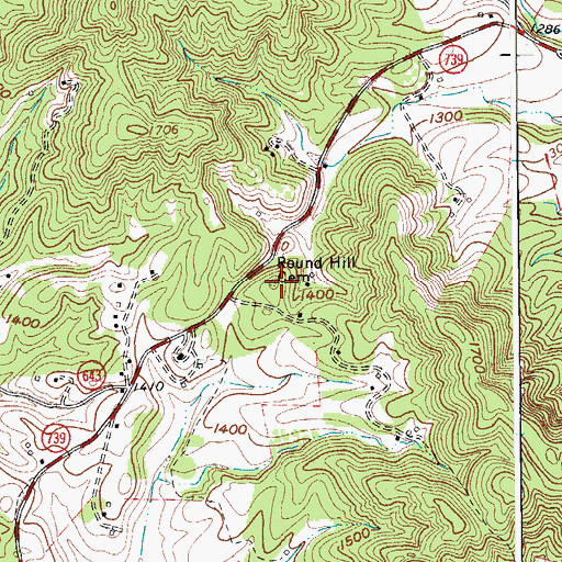 Topographic Map of Round Hill Cemetery, VA