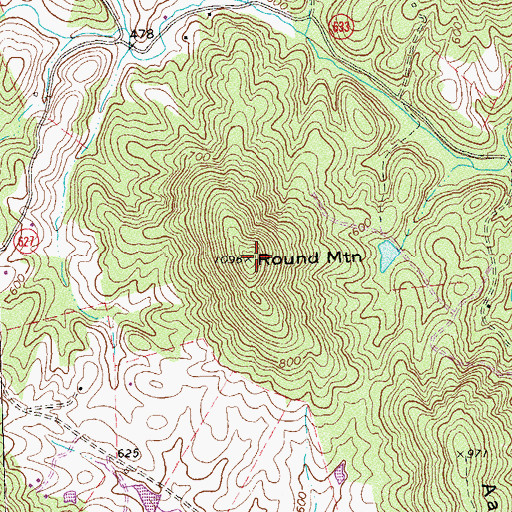 Topographic Map of Round Mountain, VA