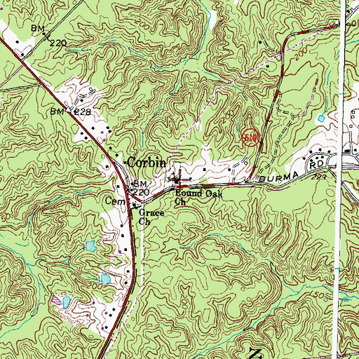 Topographic Map of Round Oak Church, VA