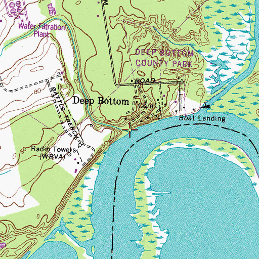 Topographic Map of Roundabout Creek, VA