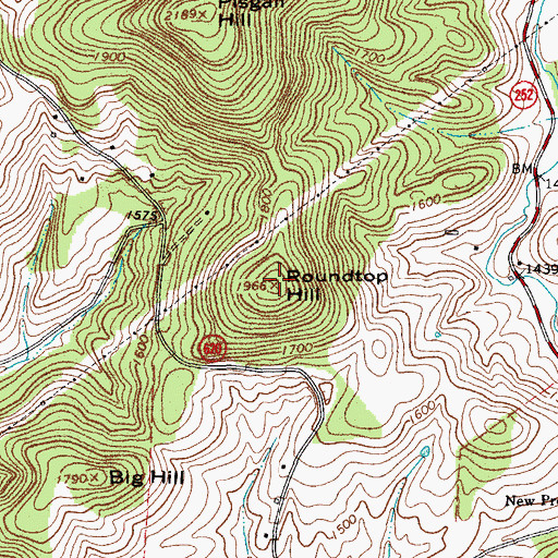 Topographic Map of Roundtop Hill, VA
