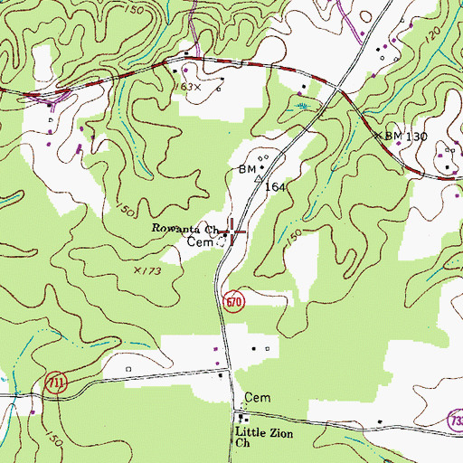 Topographic Map of Rowanta Church, VA