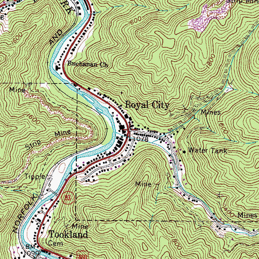 Topographic Map of Royal City, VA