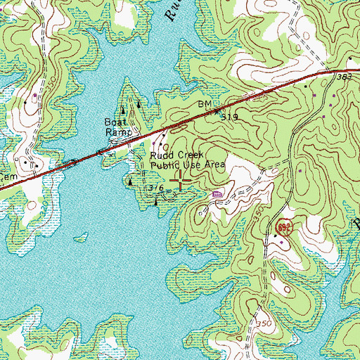 Topographic Map of Rudd Creek Public Use Area, VA