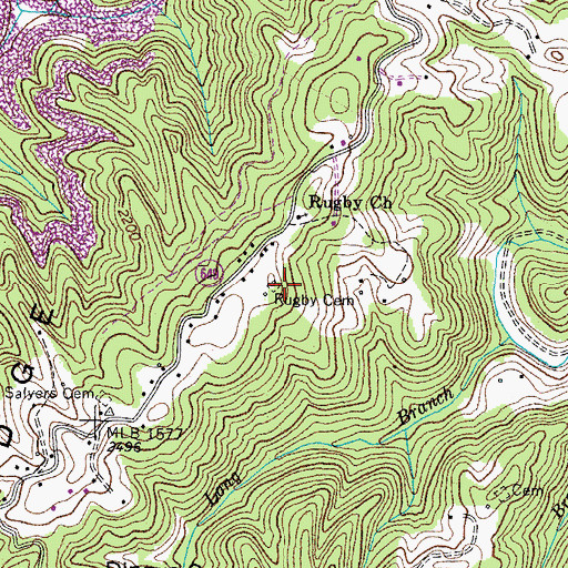 Topographic Map of Rugby Cemetery, VA