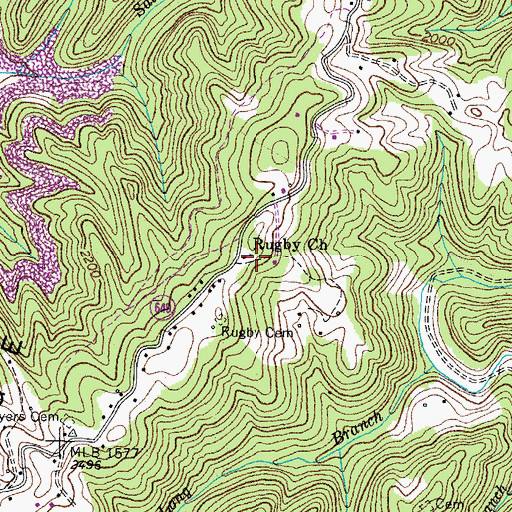 Topographic Map of Rugby Church, VA