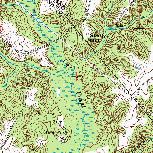 Topographic Map of Ruin Branch, VA