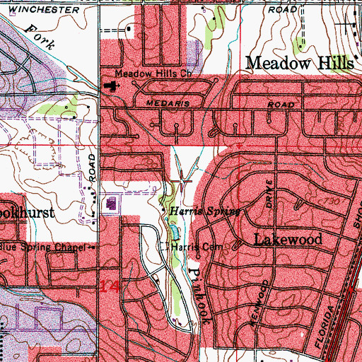 Topographic Map of West Fork Pinhook Creek, AL