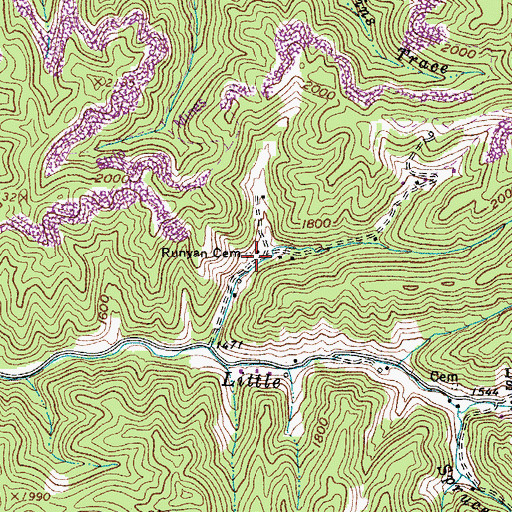 Topographic Map of Runyan Cemetery, VA