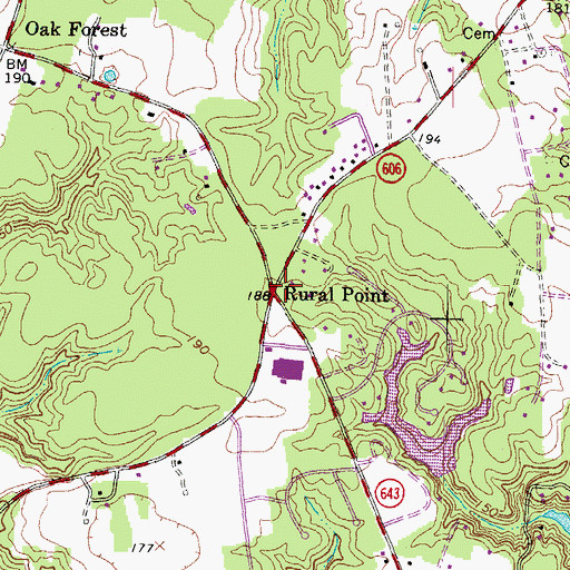 Topographic Map of Rural Point, VA