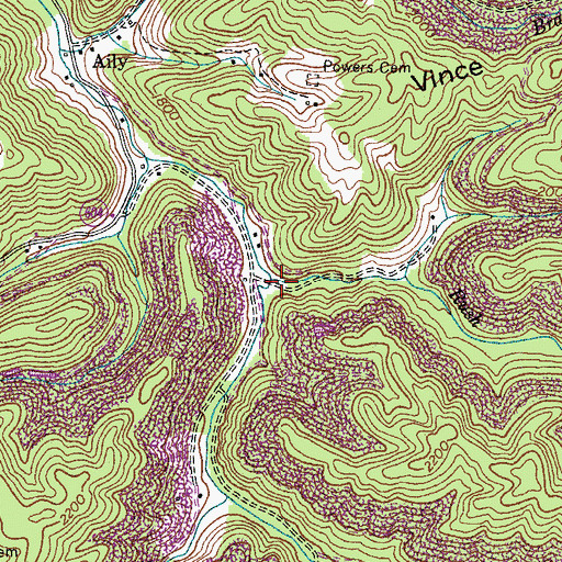 Topographic Map of Rush Branch, VA
