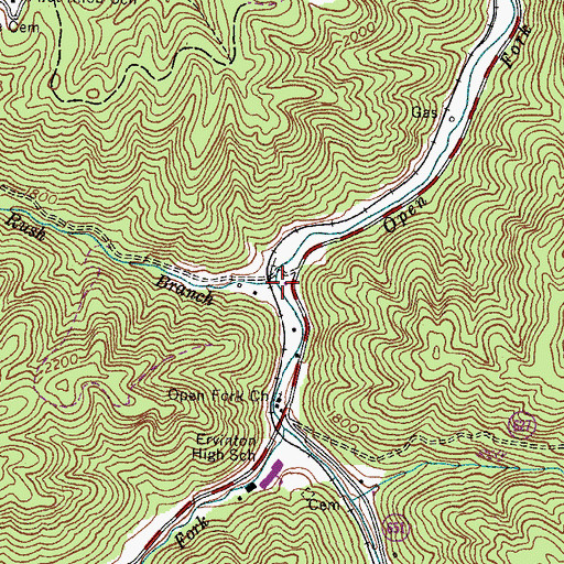 Topographic Map of Rush Branch, VA