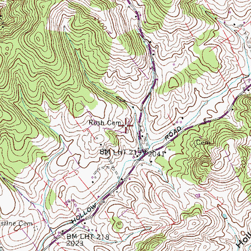 Topographic Map of Rush Cemetery, VA