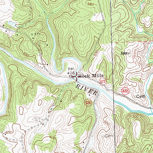 Topographic Map of Rush River, VA