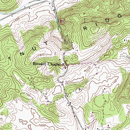 Topographic Map of Russell Chapel, VA