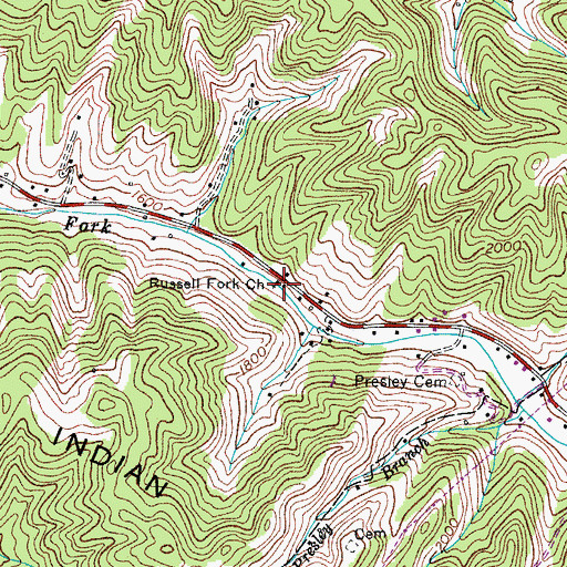 Topographic Map of Russell Fork Church, VA