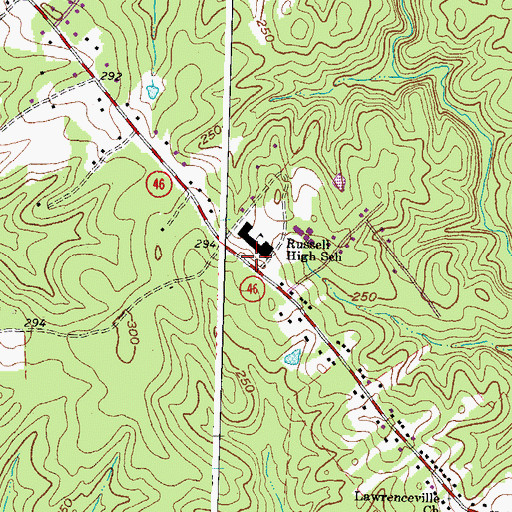 Topographic Map of Russell High School, VA