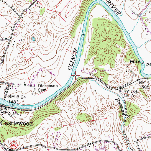 Topographic Map of Russian Branch, VA