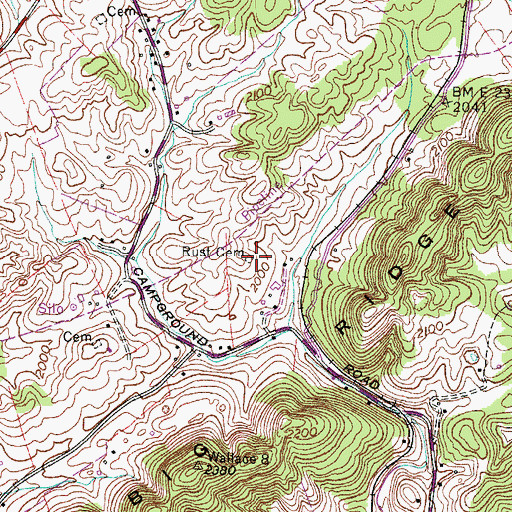 Topographic Map of Rust Cemetery, VA