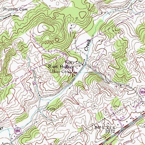 Topographic Map of Rust Cemetery, VA