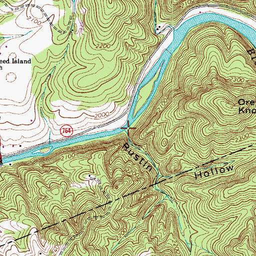 Topographic Map of Rustin Hollow, VA