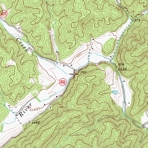 Topographic Map of Rye Cove Creek, VA