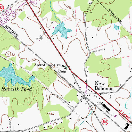 Topographic Map of Sacred Heart Church, VA