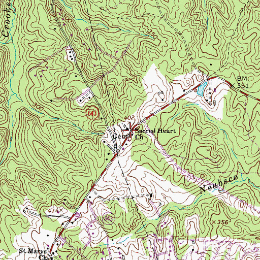 Topographic Map of Sacred Heart Church, VA