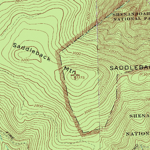 Topographic Map of Saddleback Mountain, VA