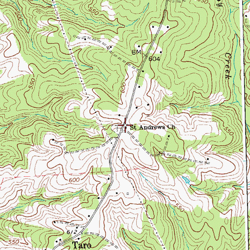 Topographic Map of Saint Andrews Church, VA