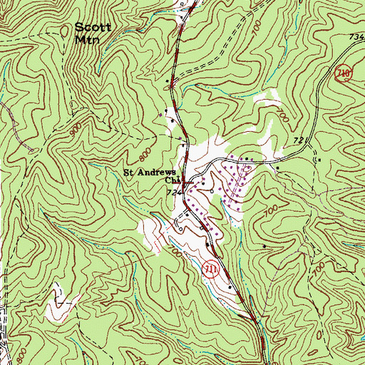Topographic Map of Saint Andrews Church, VA
