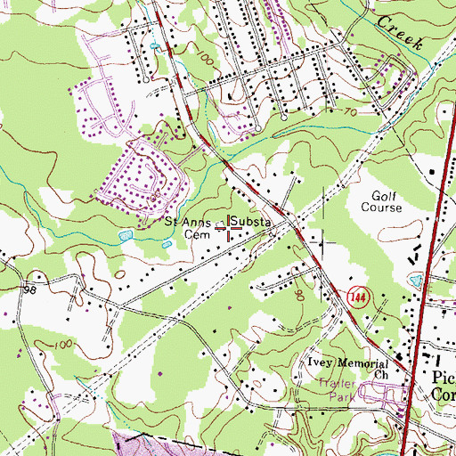 Topographic Map of Saint Ann Catholic Cemetery, VA