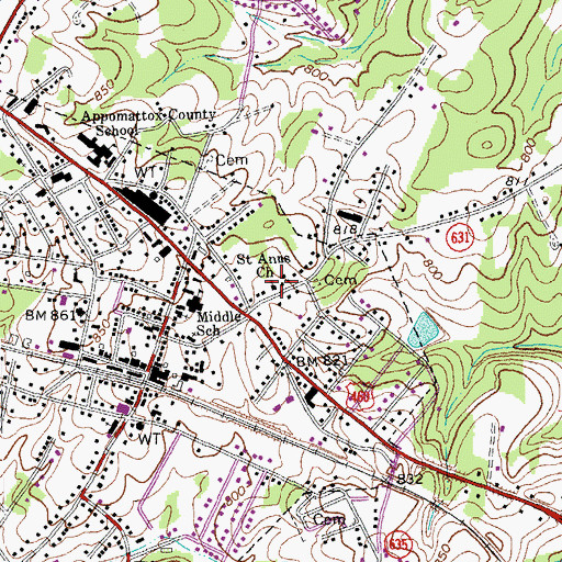 Topographic Map of Saint Anns Church, VA
