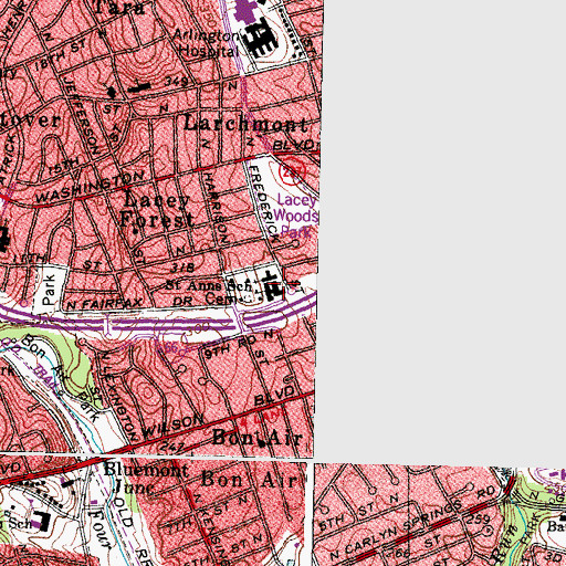 Topographic Map of Saint Ann Catholic School, VA