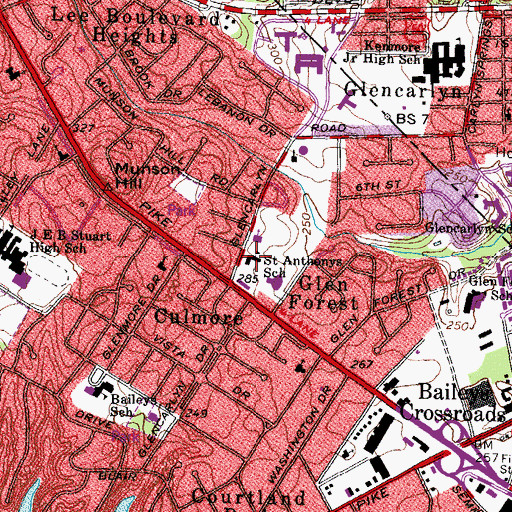 Topographic Map of Corpus Christi School, VA
