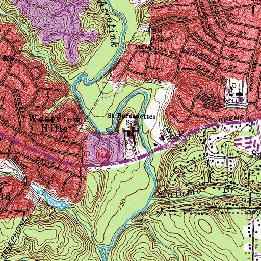 Topographic Map of Saint Bernadette Catholic School, VA