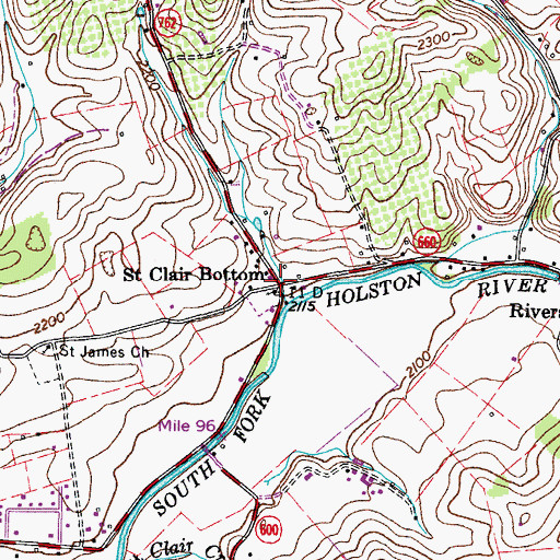 Topographic Map of Saint Clair Bottom, VA