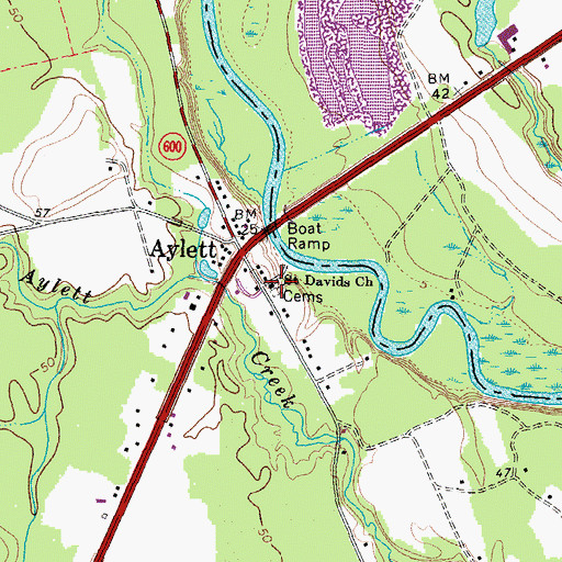 Topographic Map of Saint Davids Church, VA