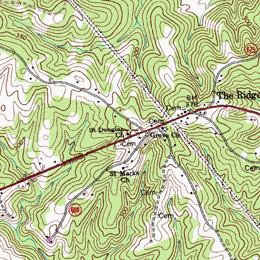 Topographic Map of Saint Douglas Church, VA