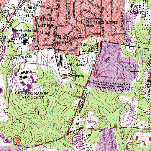 Topographic Map of Saint Georges Church, VA
