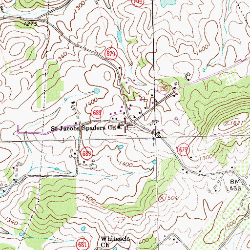 Topographic Map of Saint Jacobs Spaders Church, VA