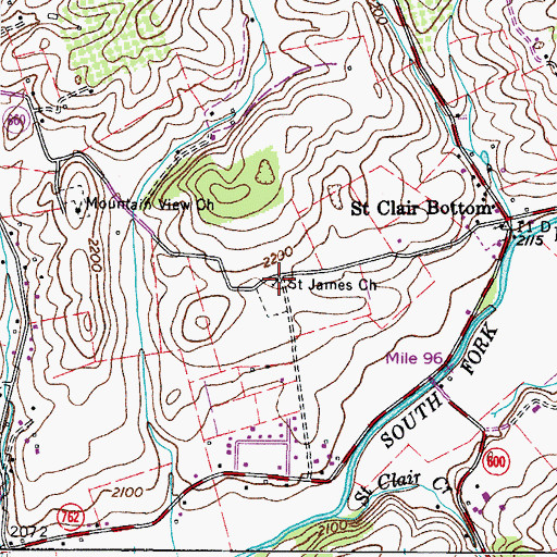 Topographic Map of Saint James Church, VA
