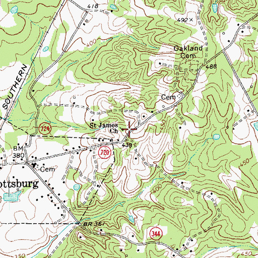 Topographic Map of Saint James Church, VA