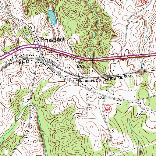 Topographic Map of Saint James Church, VA